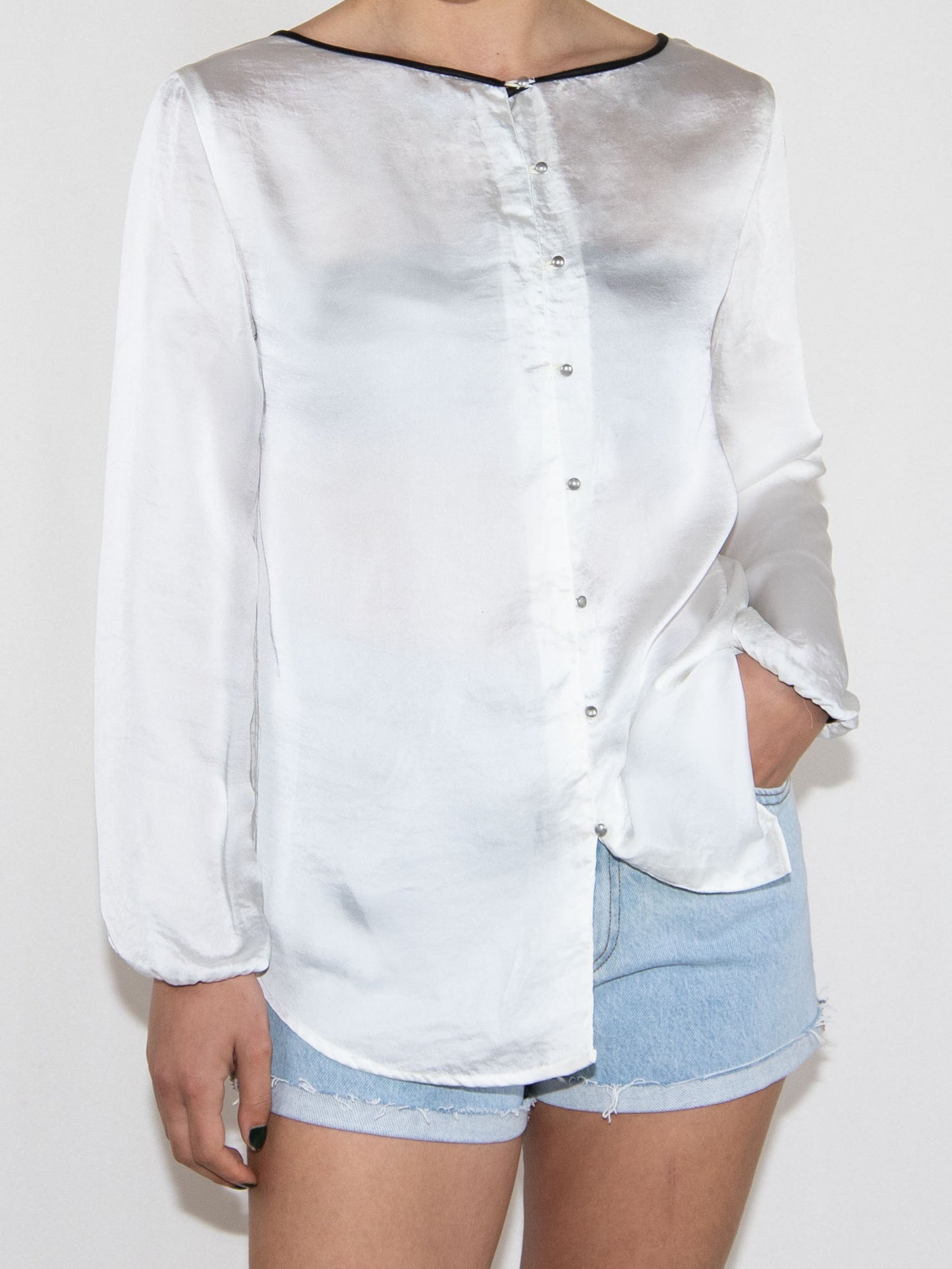 White Bershka Blouse-L Excellent / Bershka / L