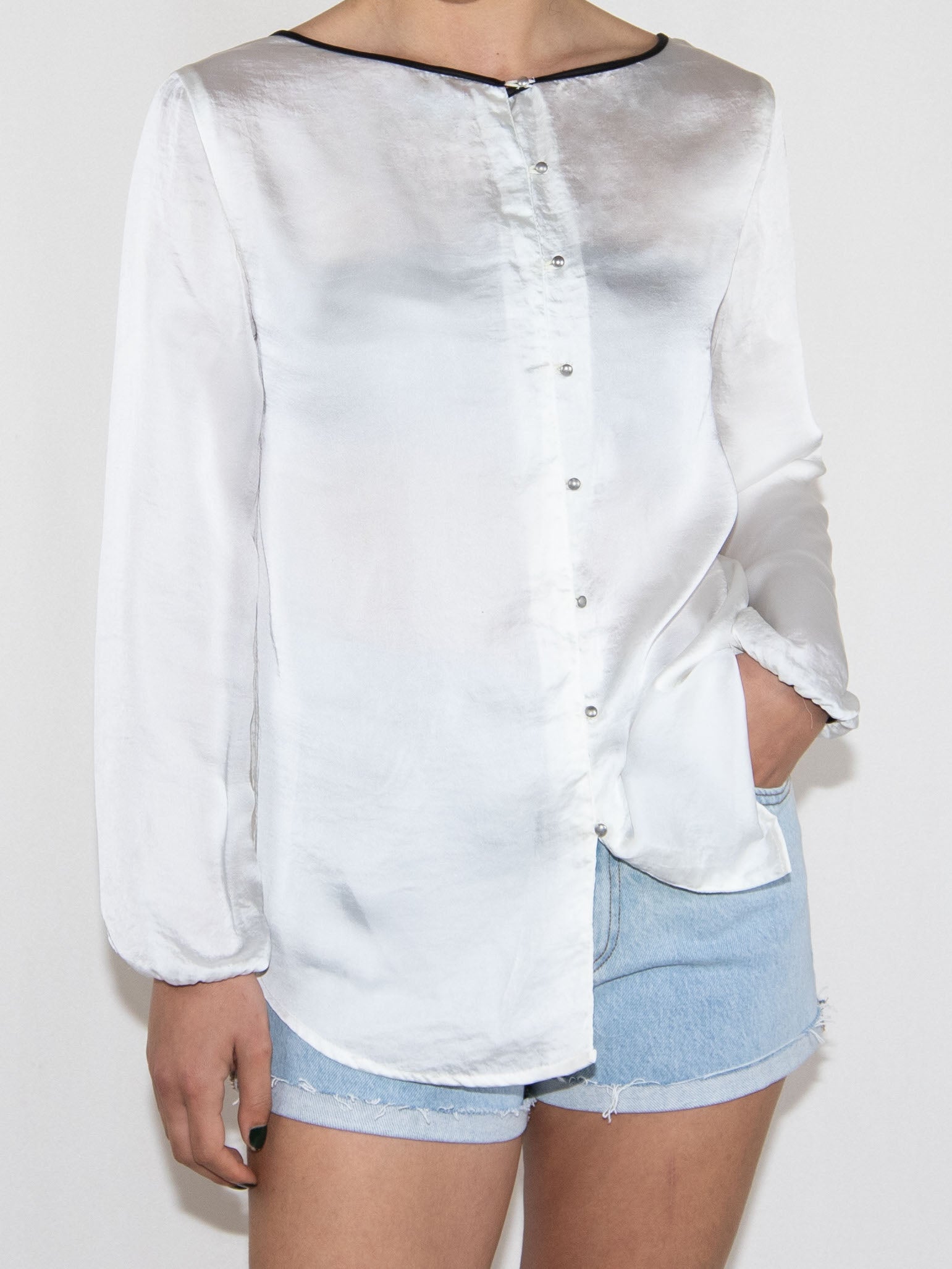 White Bershka Blouse-L Excellent / Bershka / L