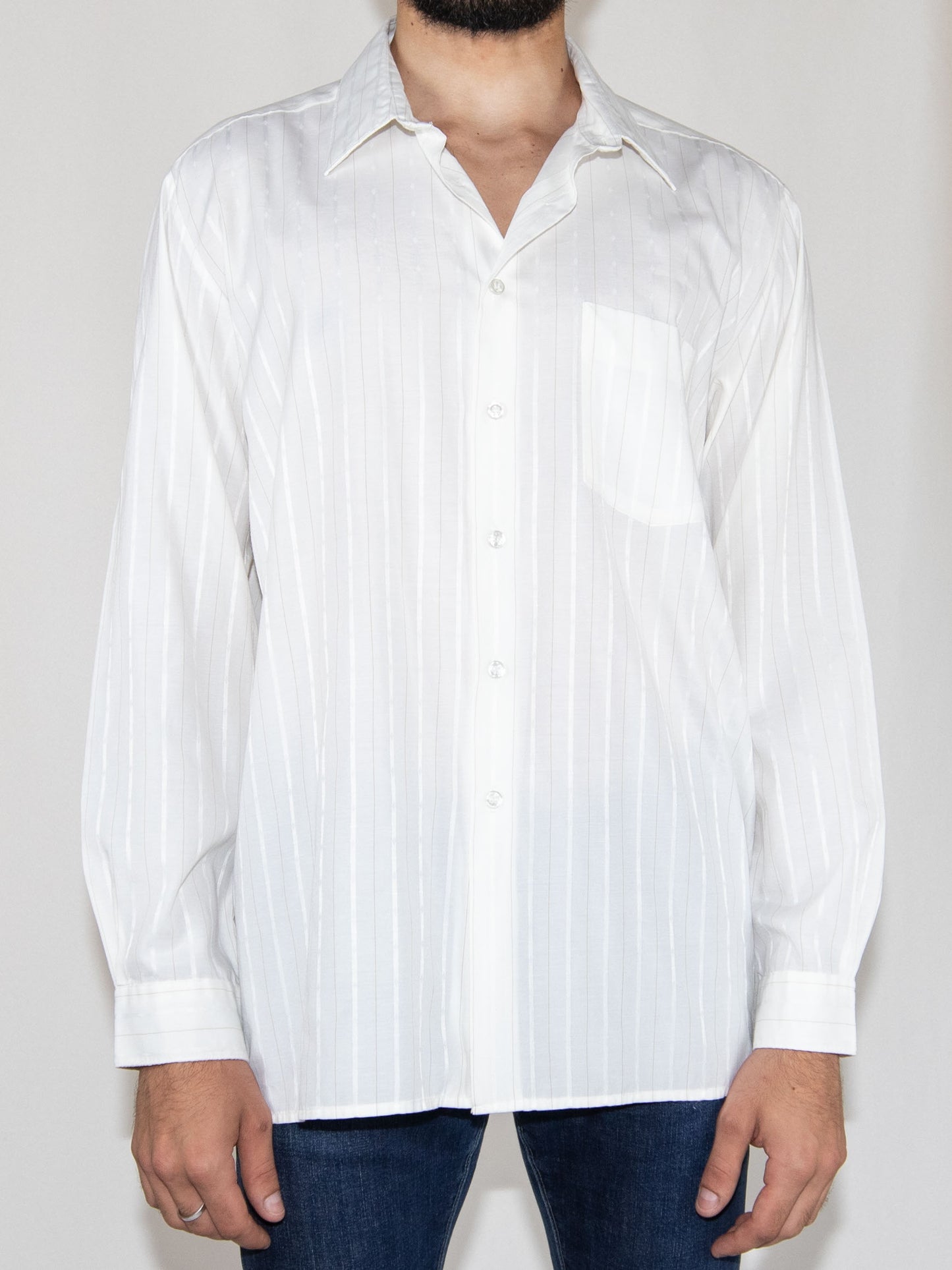 Off White Striped  Shirt-M-L Excellent / - / M-L