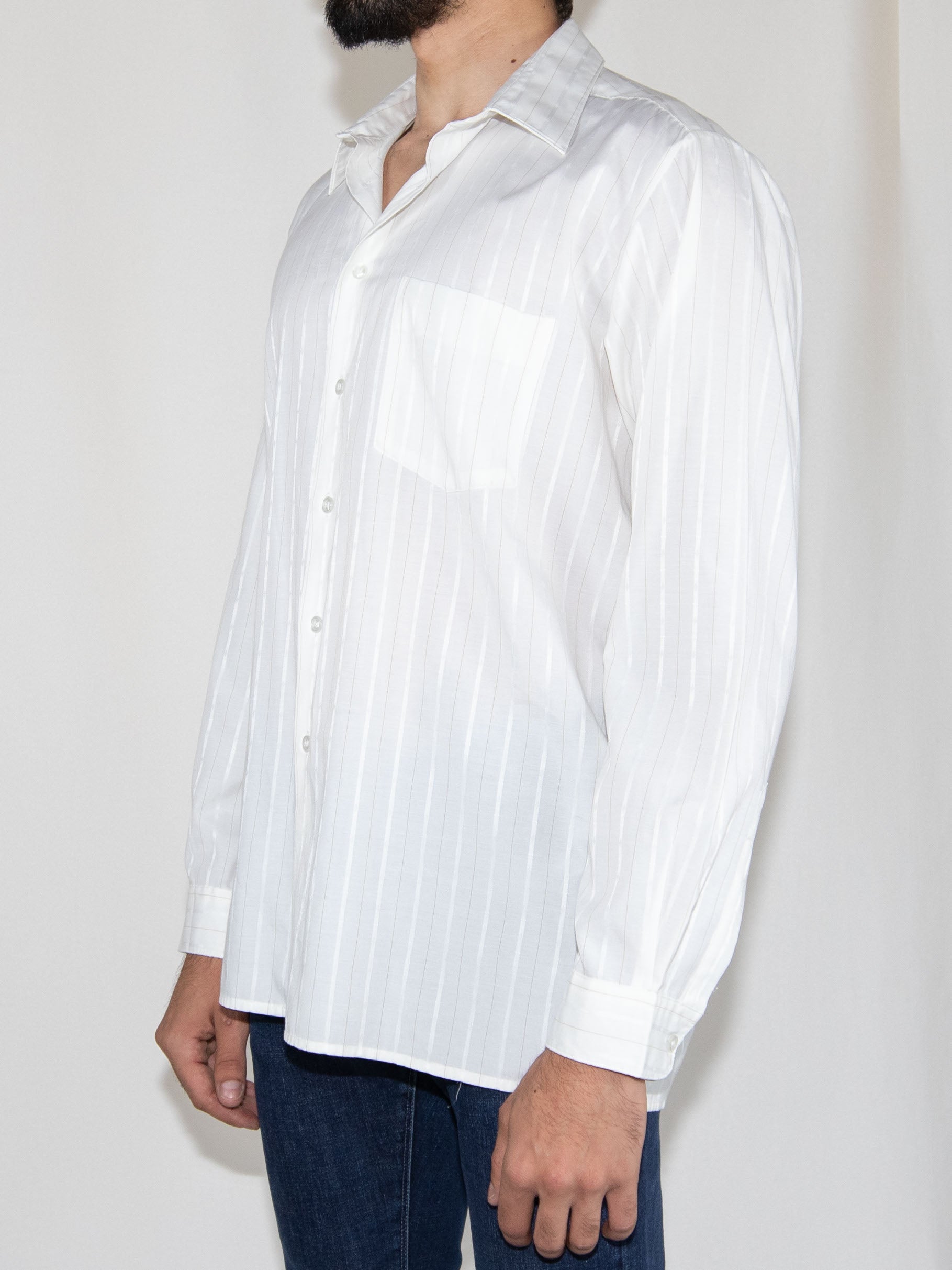 Off White Striped  Shirt-M-L Excellent / - / M-L