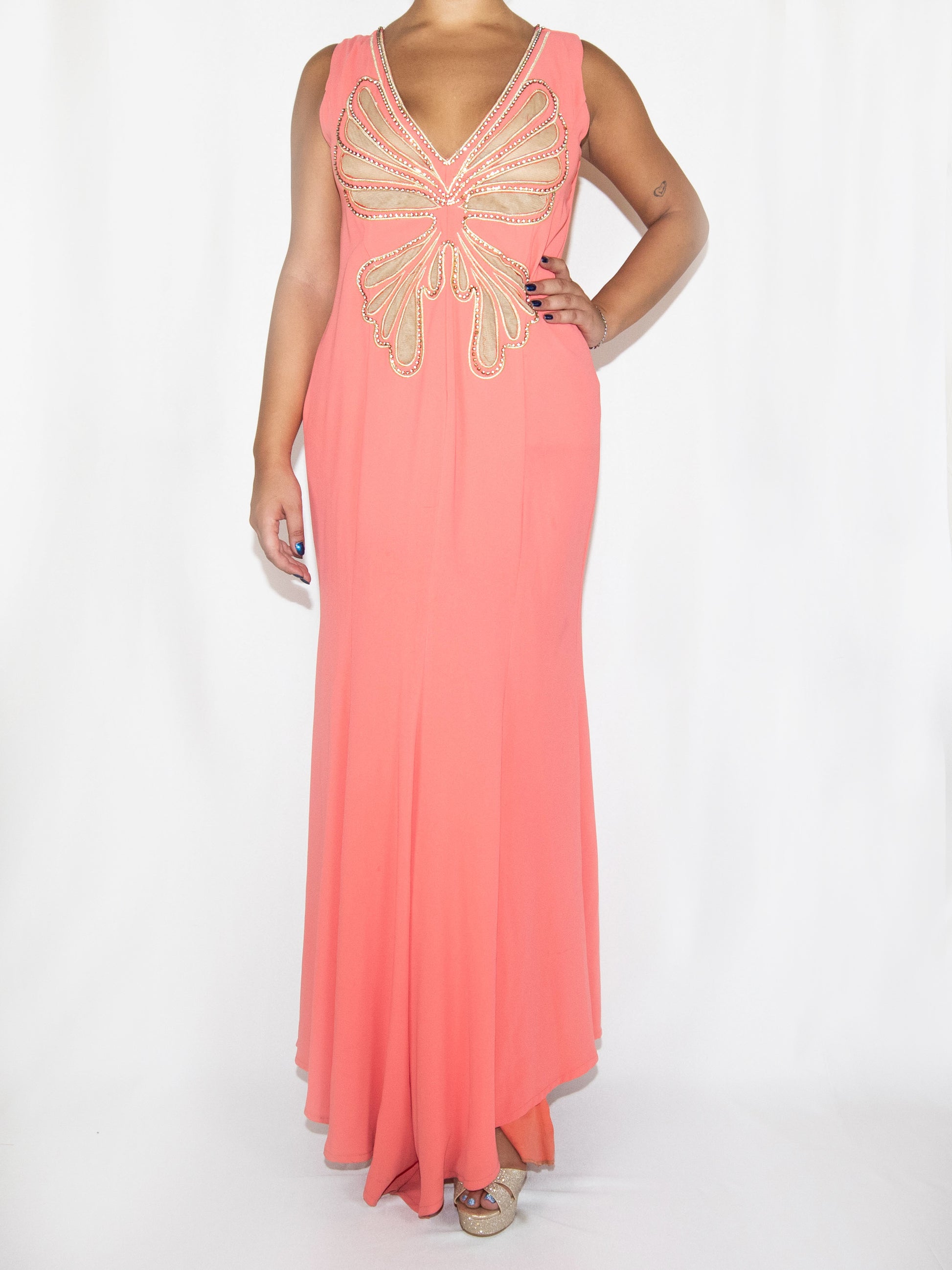 Coral Matron'S Maxi Dress-48 Excellent / Matron'S / 48