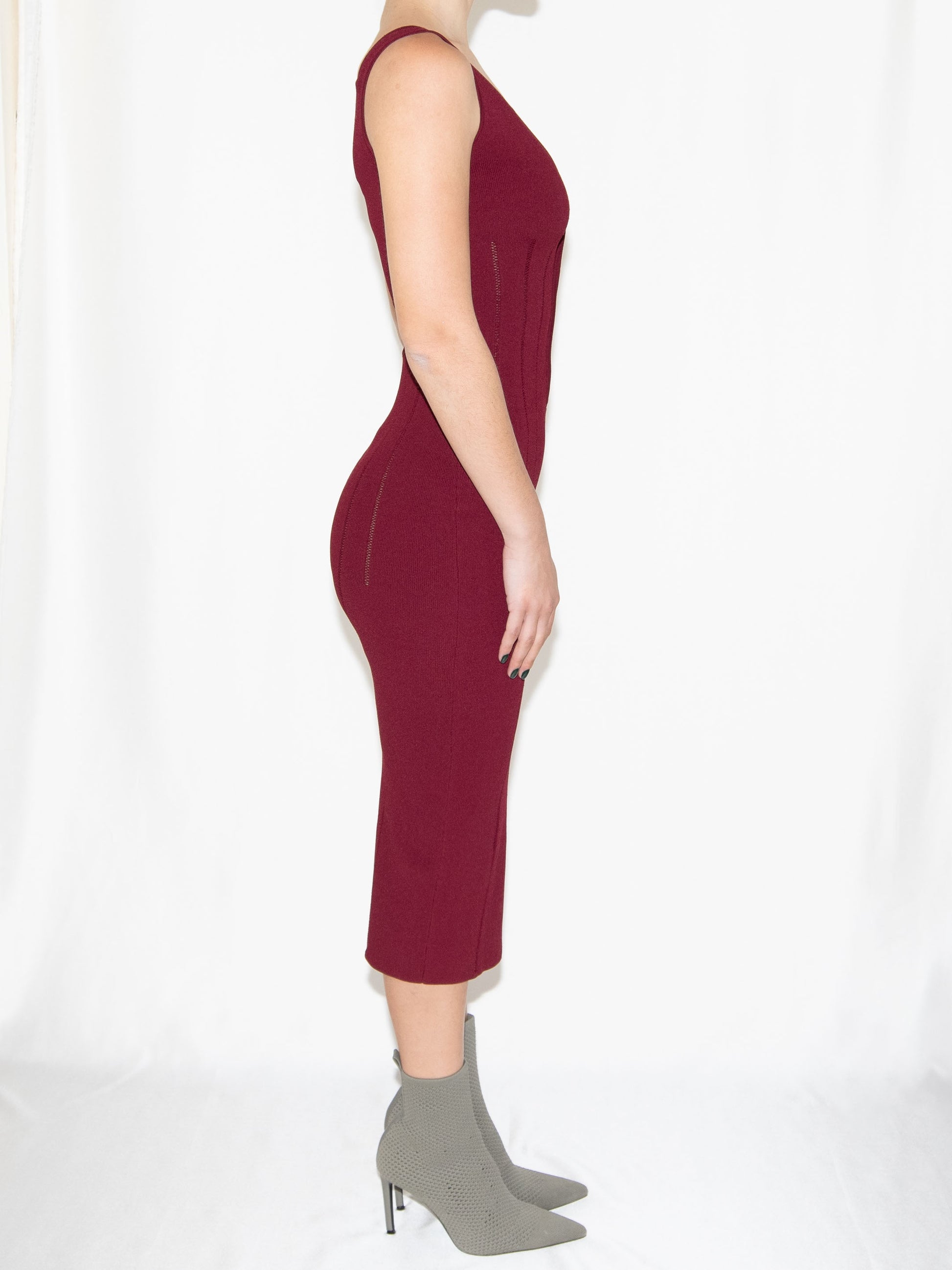 Burgundy Alexander Mcqueen Midi Dress-S Excellent / Alexander Mcqueen / S