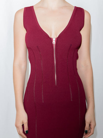 Burgundy Alexander Mcqueen Midi Dress-S Excellent / Alexander Mcqueen / S