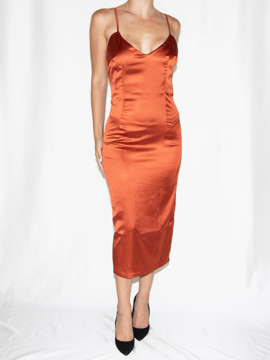 Orange Key Couture Midi Dress-M Excellent / Key Couture / M