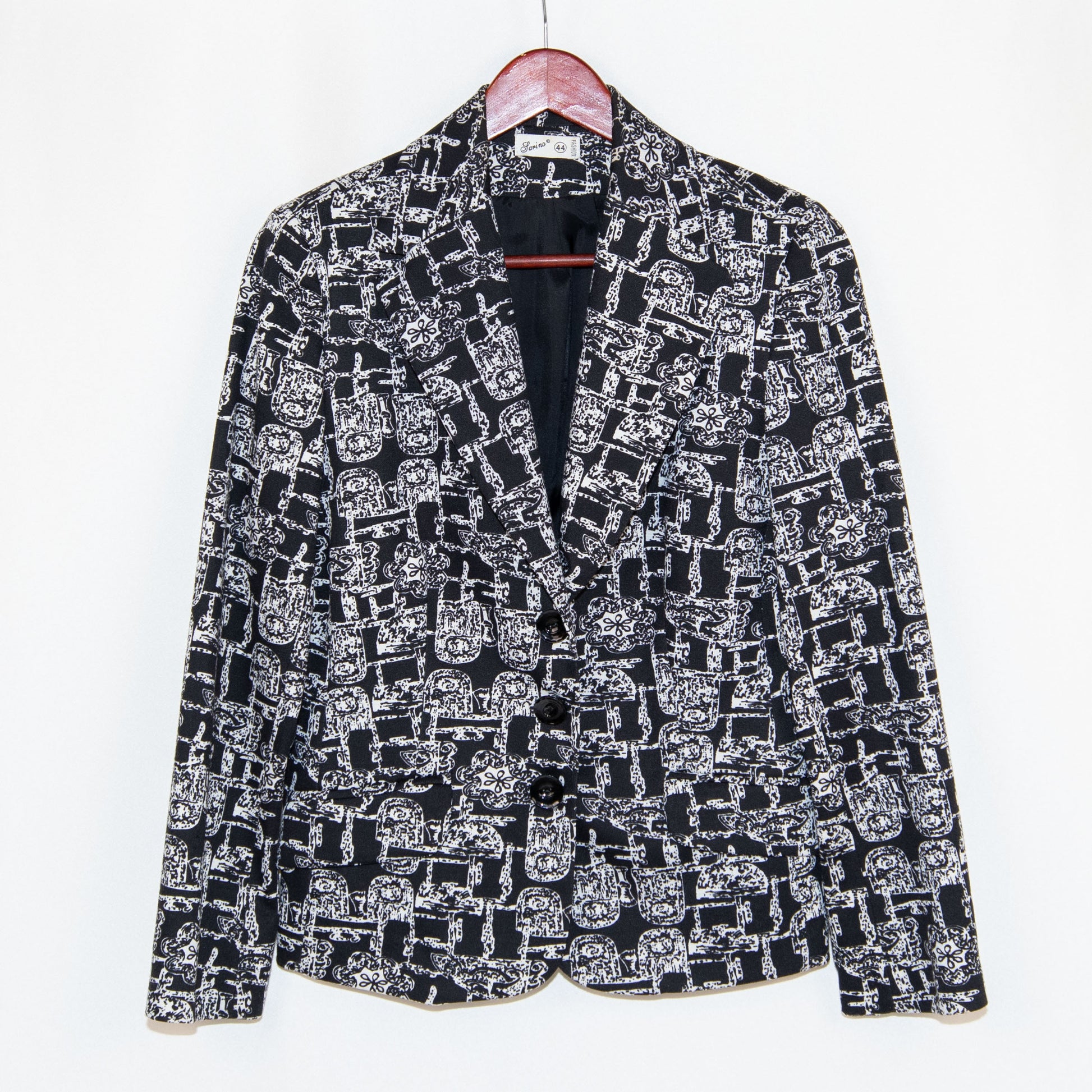 Black Pattern Larino Blazer -44 Brand New / - / 44