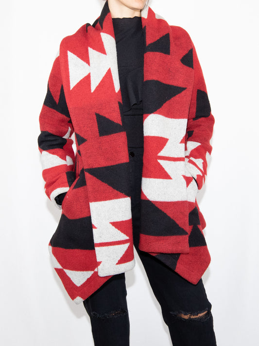 Red Pattern Zara Coat -M Excellent / - / M