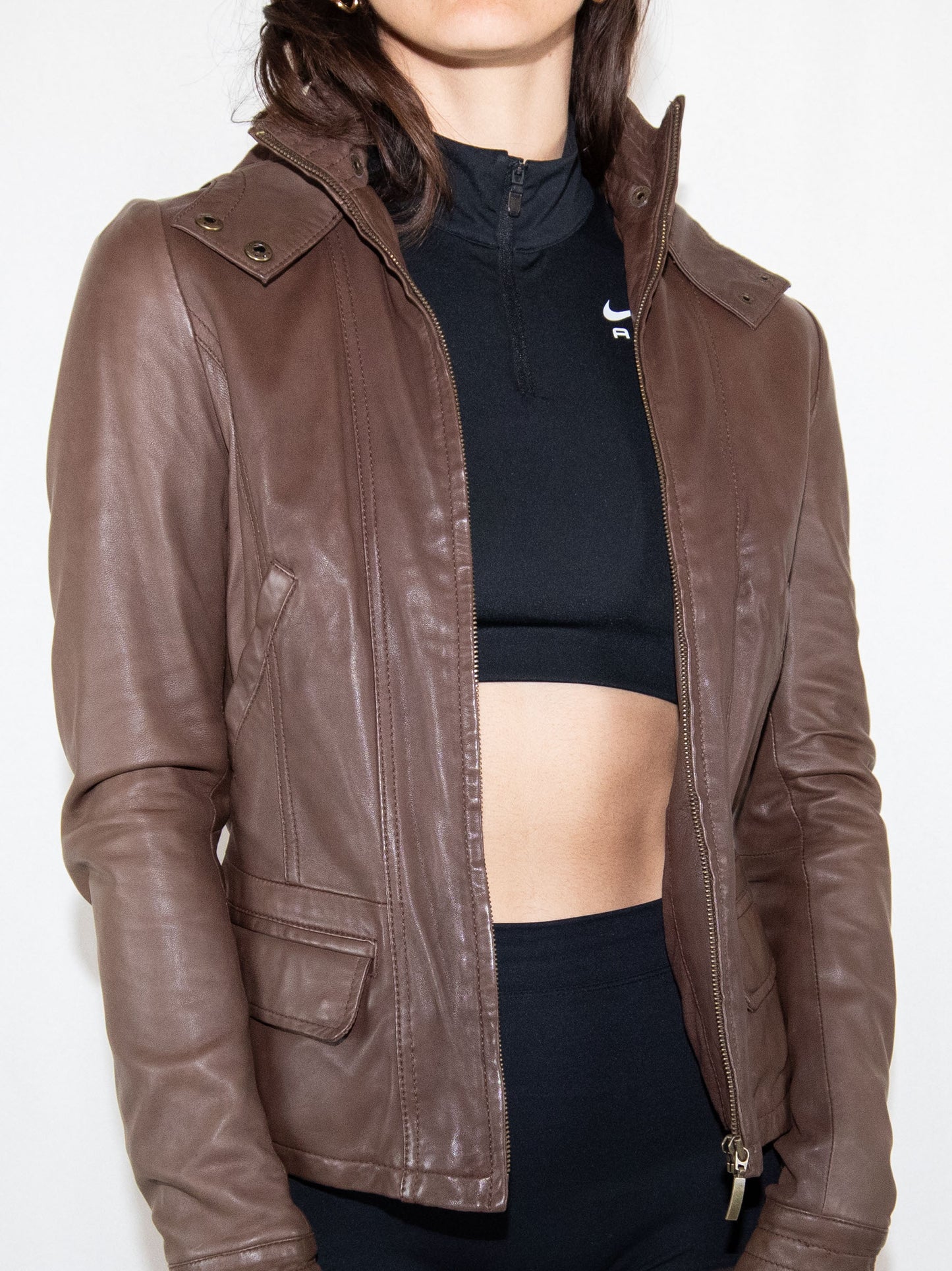 Brown West Coast Authentic Leather Jacket-S