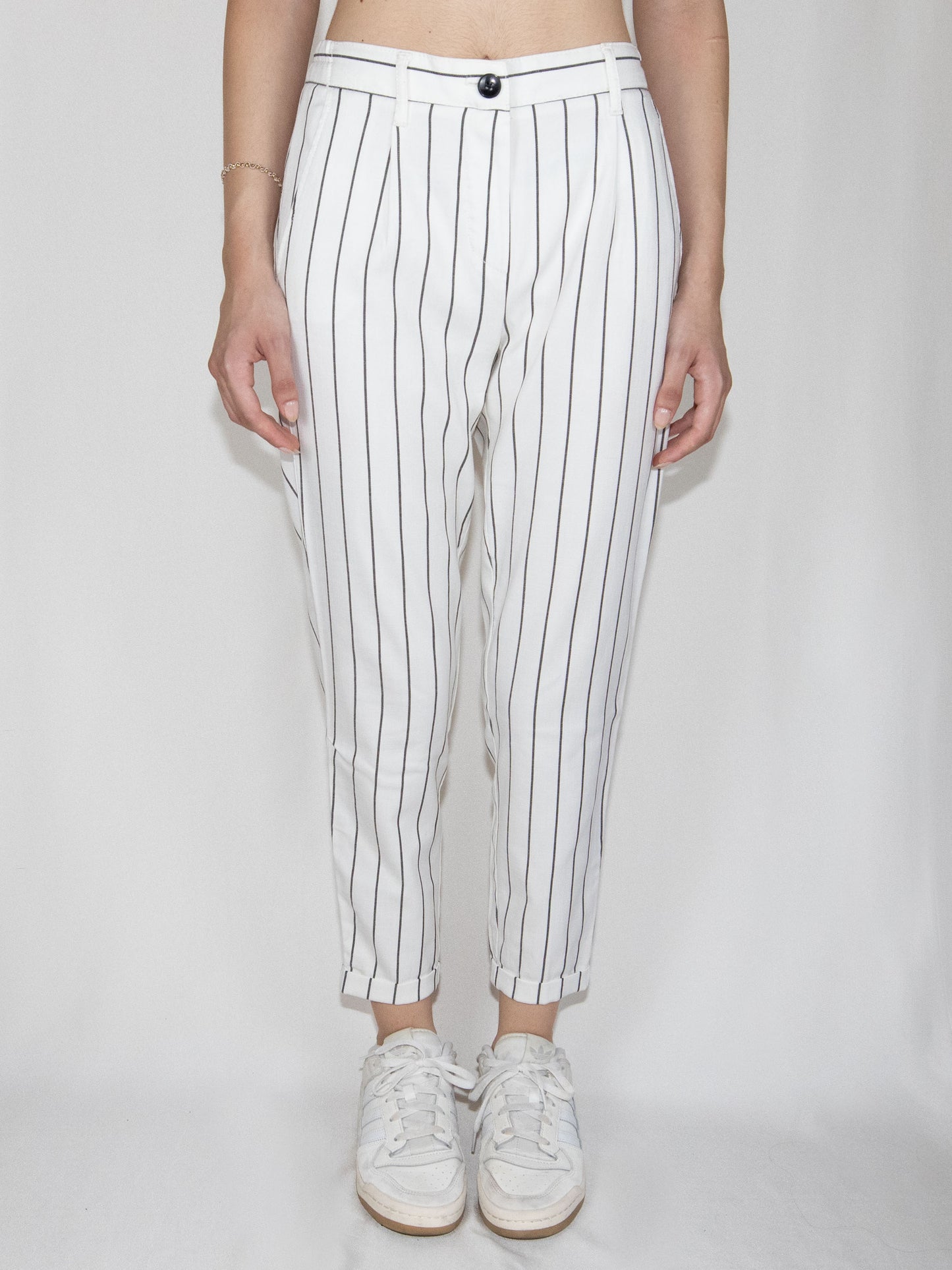 White Striped Bershka Tailored Trousers-Xs Brand New / Bershka / XS