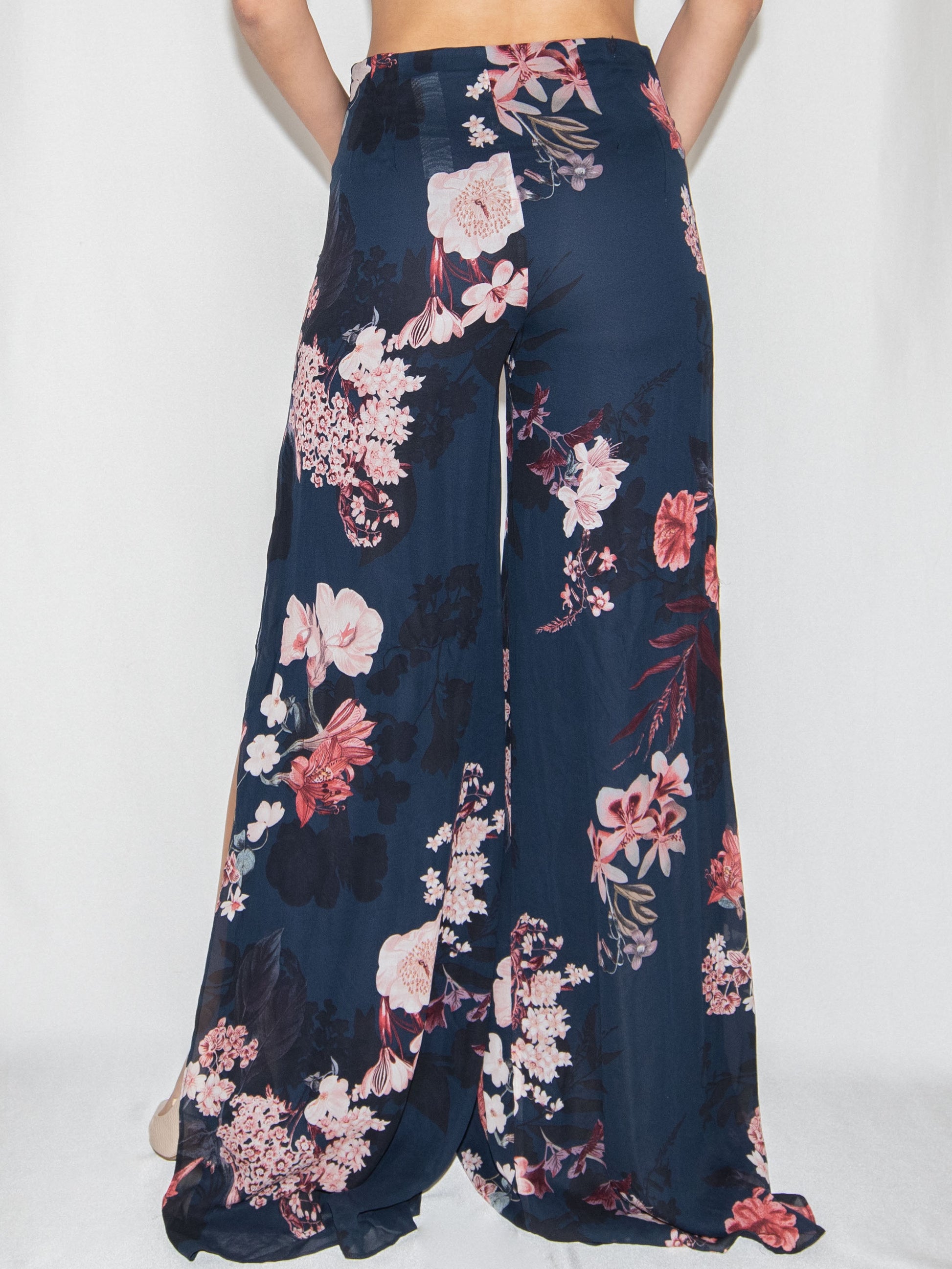 Blue Floral Zara Wide Leg Trousers-Xs Brand New / Zara / XS