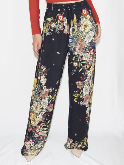 Black Floral Zara Wide Leg Trousers-M Excellent / Zara / M