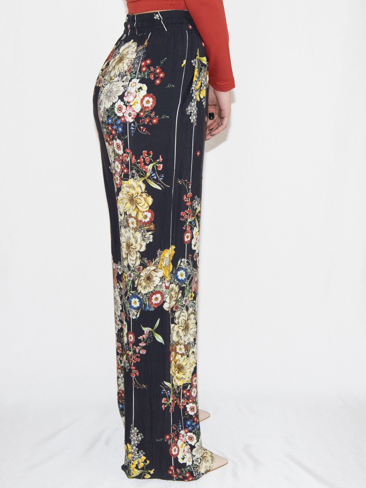 Black Floral Zara Wide Leg Trousers-M Excellent / Zara / M