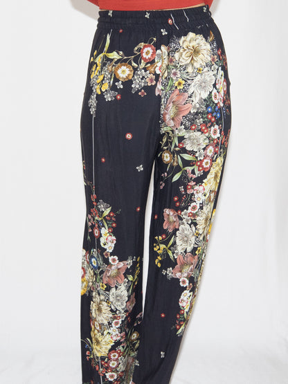 Black Floral Zara Wide Leg Trousers-M Excellent / Zara / M