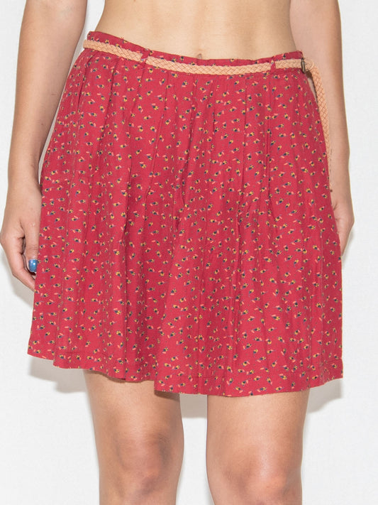 Red Pattern Springfield Mini Skirt-34 Excellent / Springfield / 34