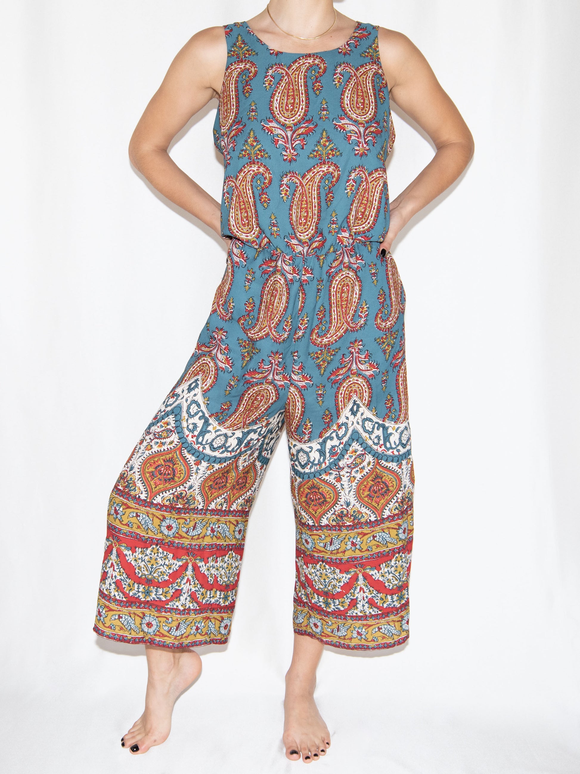 Blue Pattern Zara Midi Jumpsuit-M Excellent / Zara / M