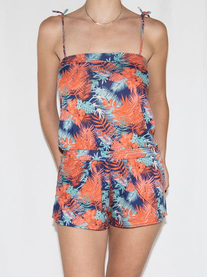 Orange Floral Pull&Bear Mini Jumpsuit-S Excellent / Pull&Bear / S