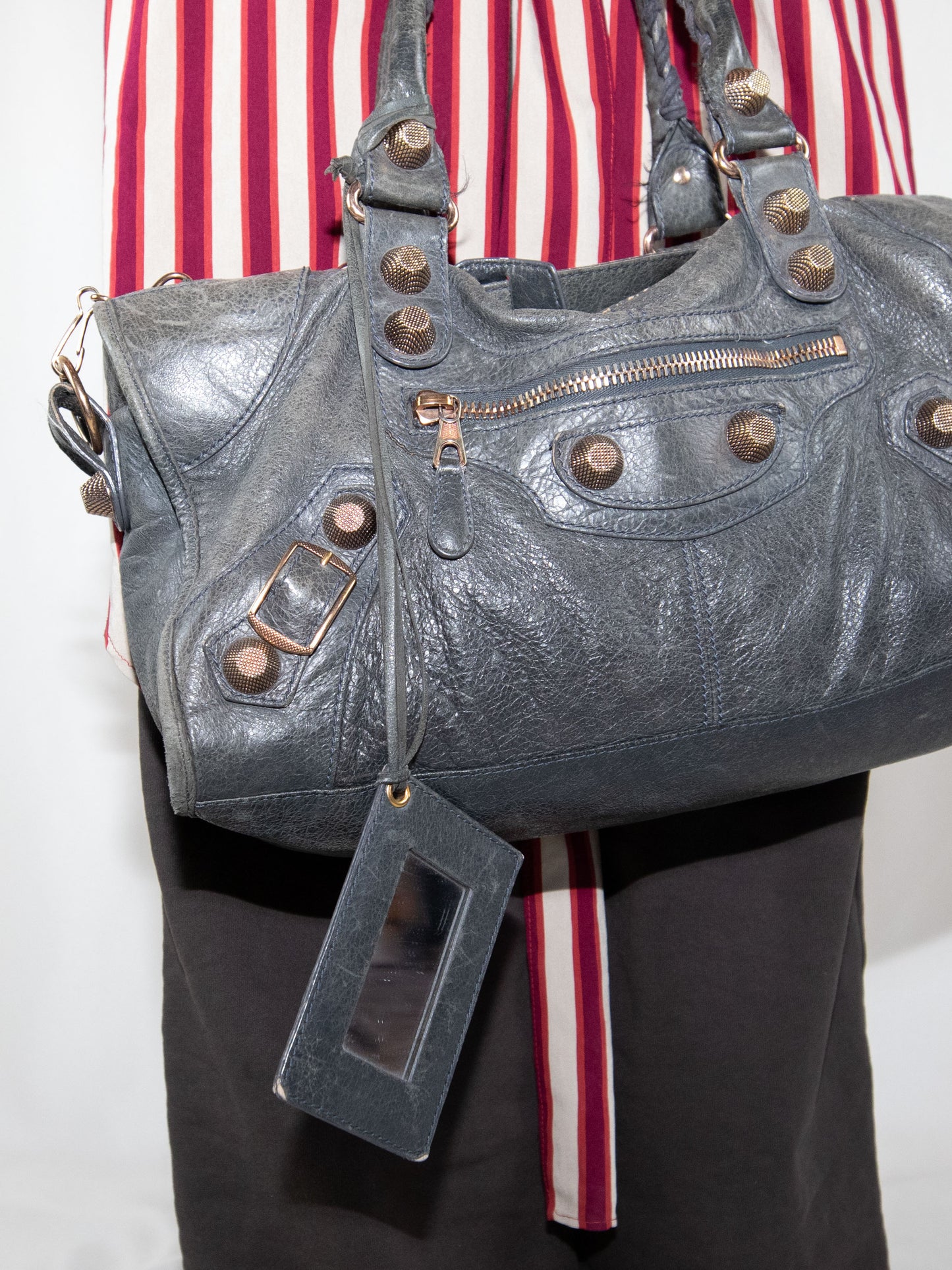 Olive Green City Leather Balenciaga Hand Bag-