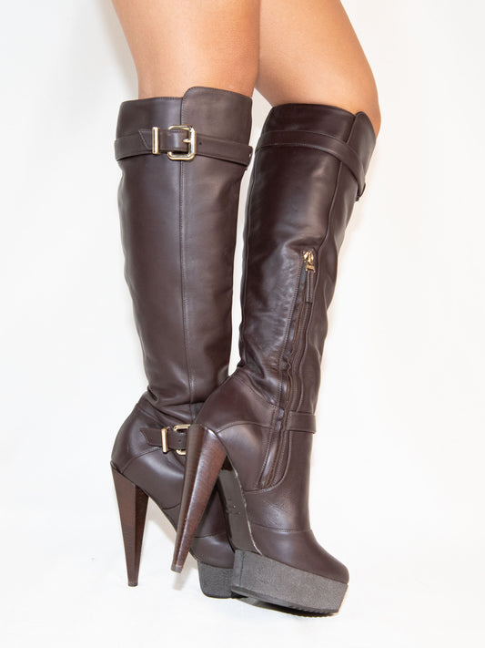 Brown Fendi Heeled Boots-37